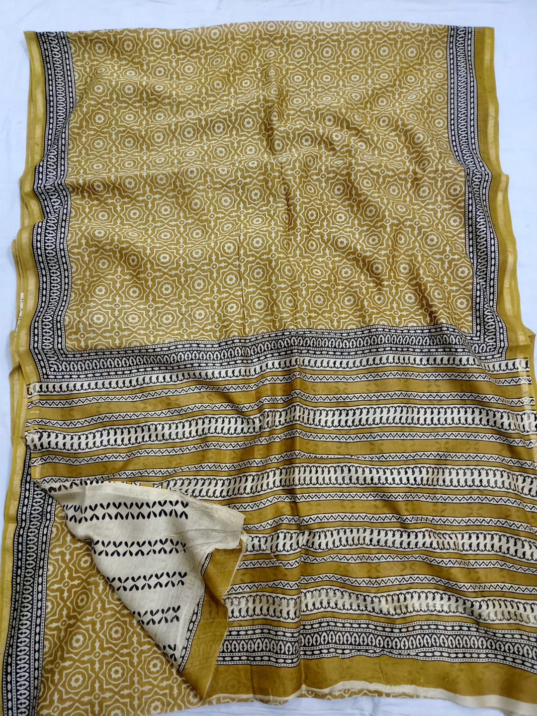Pure Chanderi Silk Hand Block Print Saree.