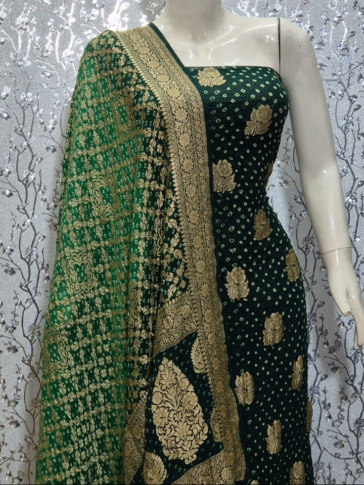 Pure Khaddi Chiffon Neem Zari with Badhni Unstitched Suit With Zari Work.