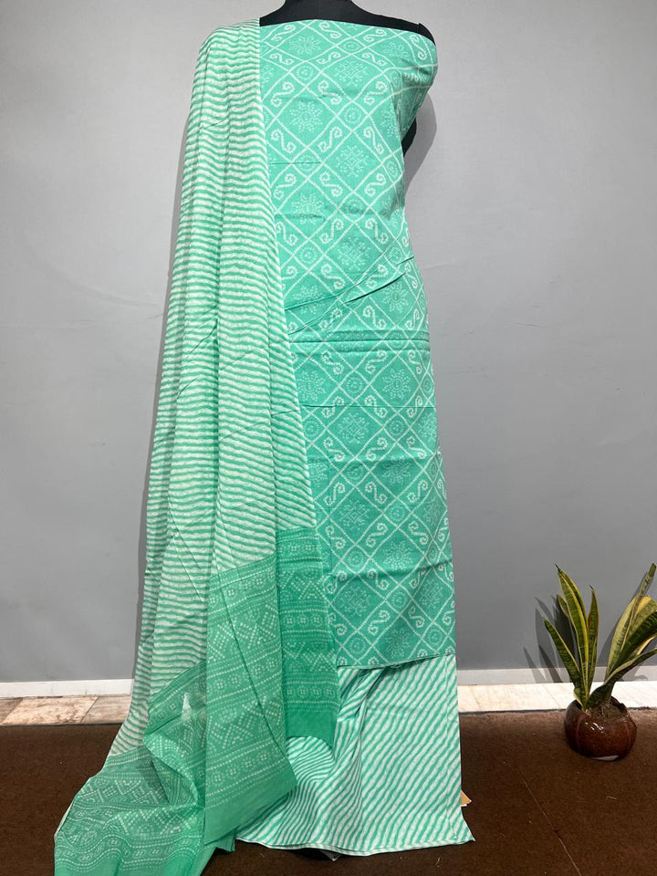 Pure Cotton Hand Block Print Unstitched Suit With Cotton Dupatta