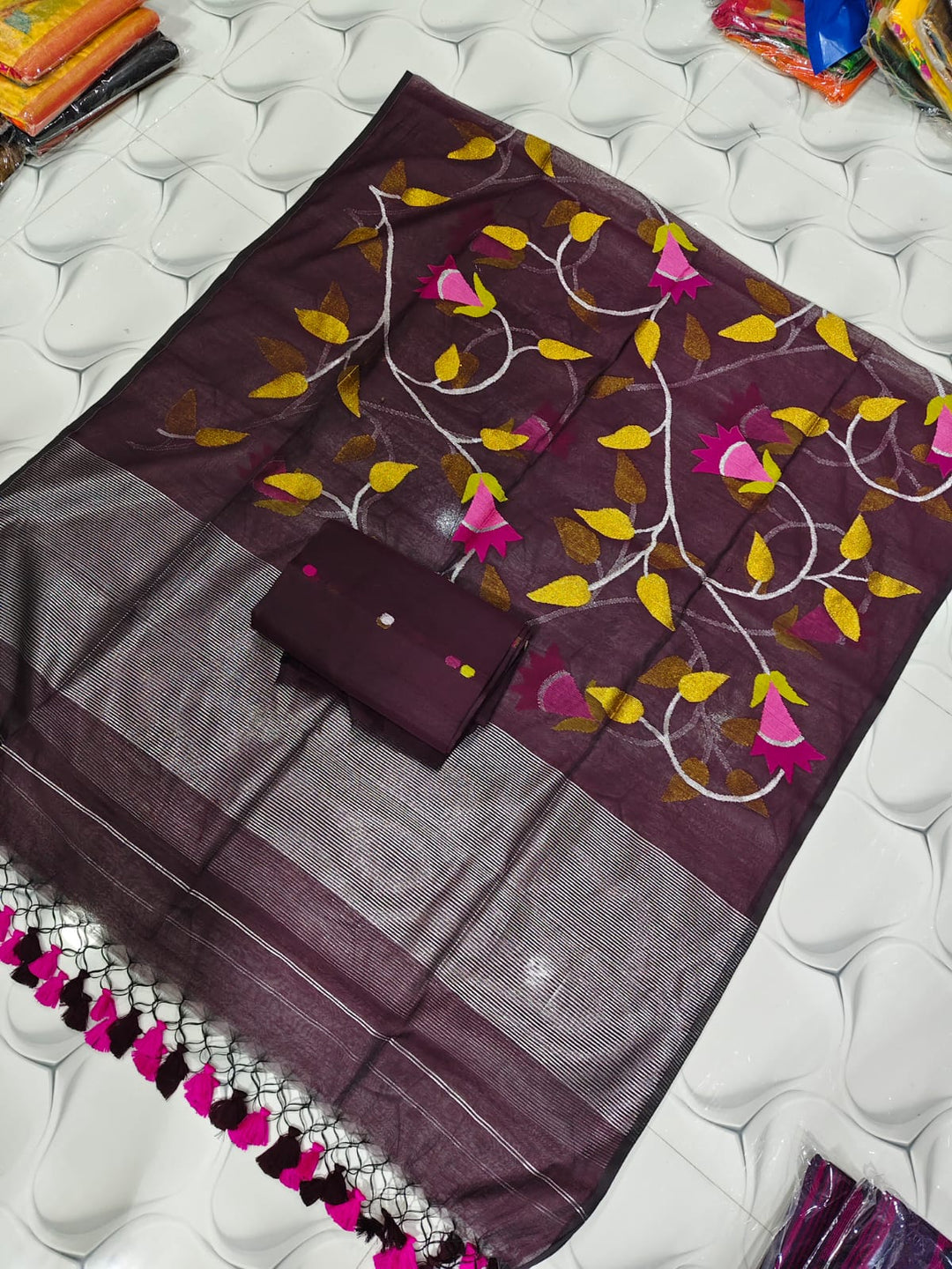 Pure Muslin Jamdani Work 2 pc Unstitched Suit