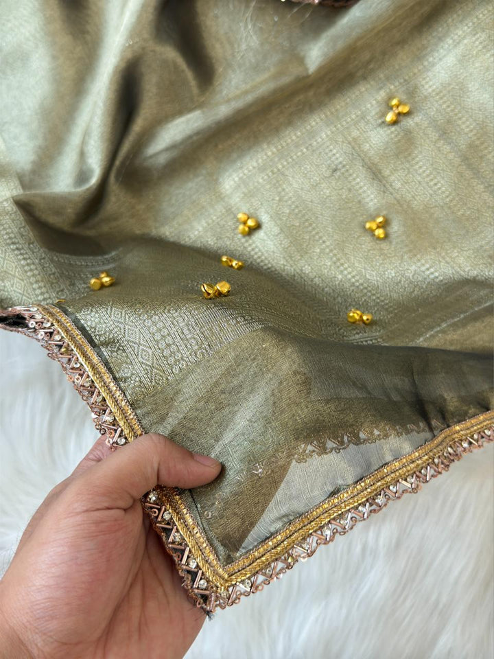 Elegant Tissue Ghungroo Unstitched  Suit