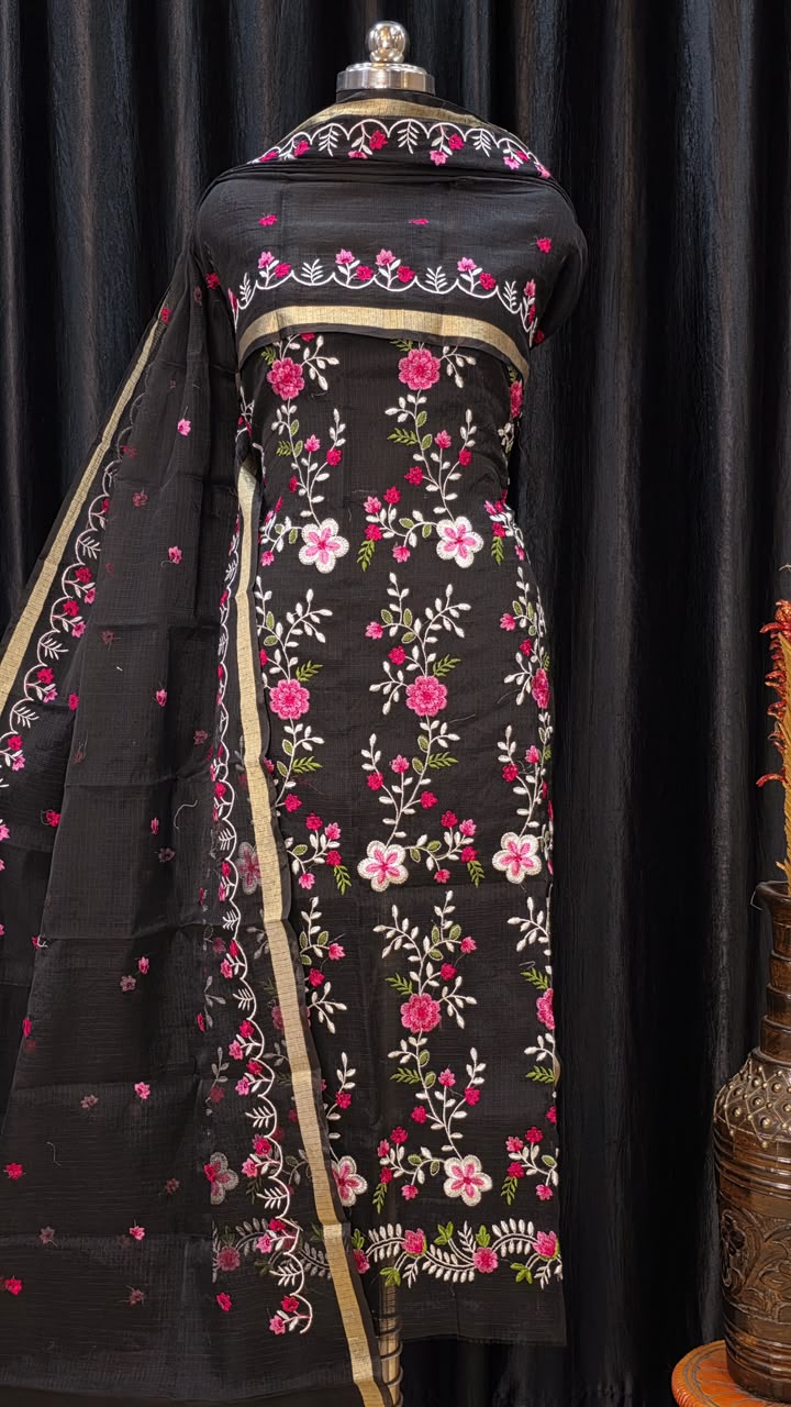Kota Doriya Embroidery work 3-pc Unstitched Suit
