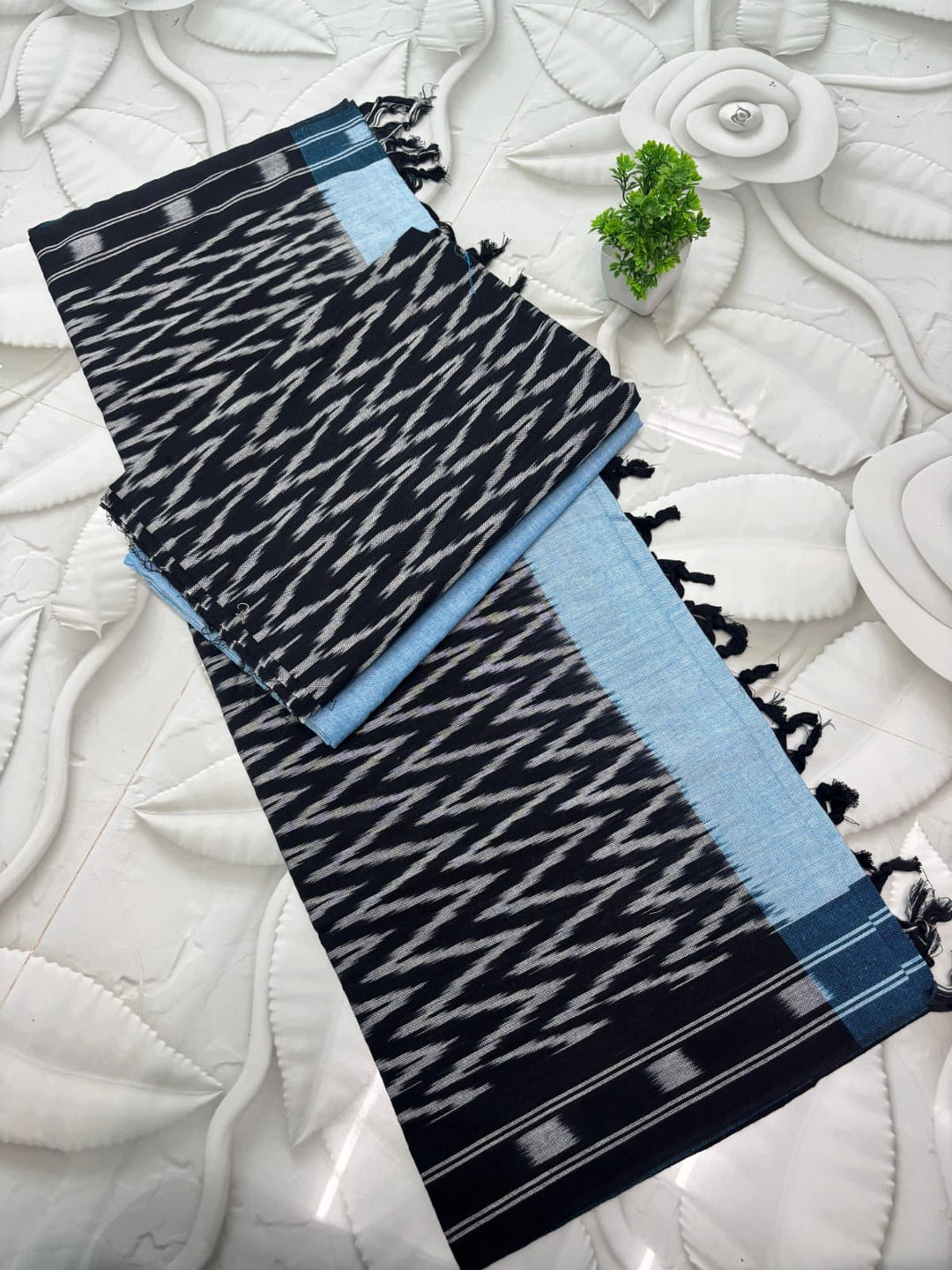 Pure Single Ikkat Cotton Unstitched Suit.