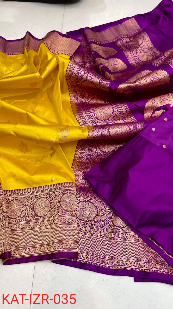 Pure Katan silk Saree with Antique Zari Work Saree.