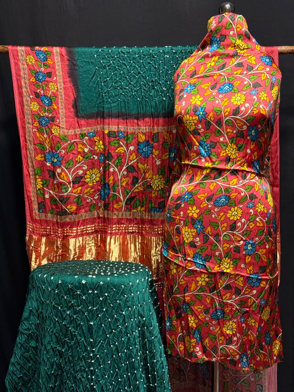 Premium 100% Pure Modal Silk Digital prints kalamkari 3-pc suits