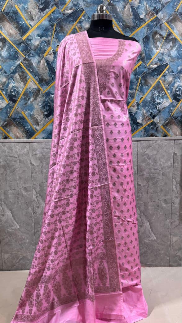 Banarasi  Resham Silk Cotton Zari  Work Unstitched Suit