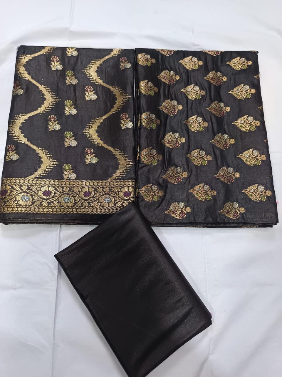 Banarasi  Resham Silk Cotton Zari  Work Unstitched Suit