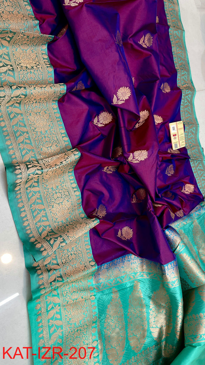Pure Katan Silk Saree With Antique Zari Work Saree.