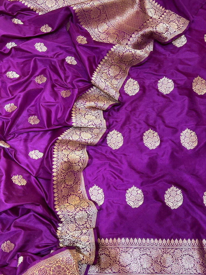 Pure Katan Silk Khadwa Work 3 PC Unstitched Suit