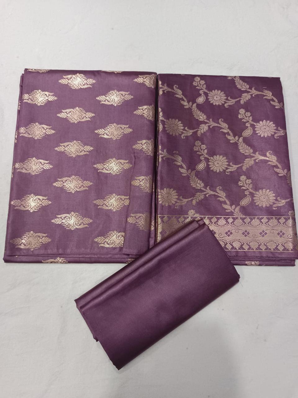 Banarasi  Resham Silk Cotton Zari  Work Unstitched Suit