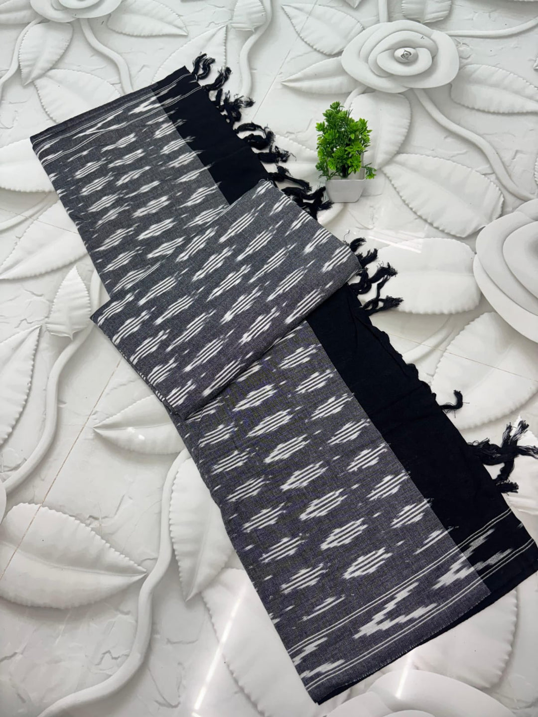 Pure Single Ikkat Cotton Unstitched Suit.