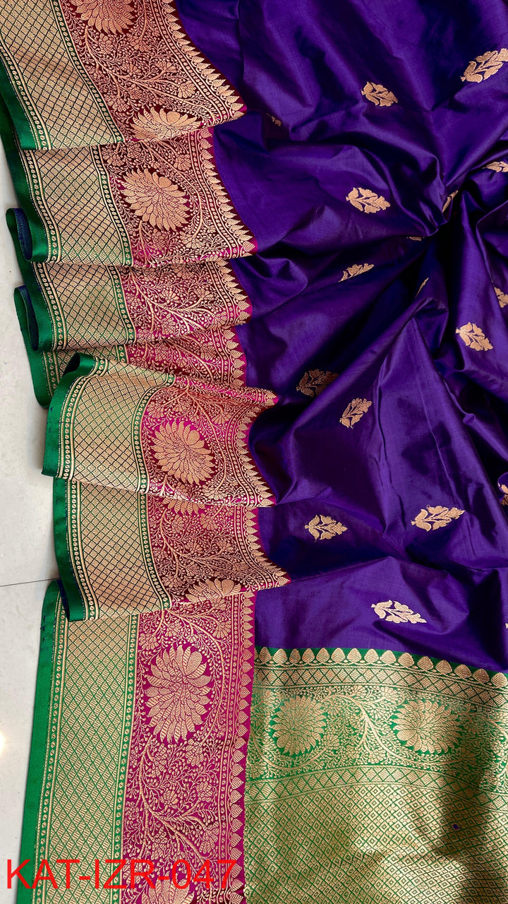 Pure Katan silk Saree with Antique Zari Work Saree.