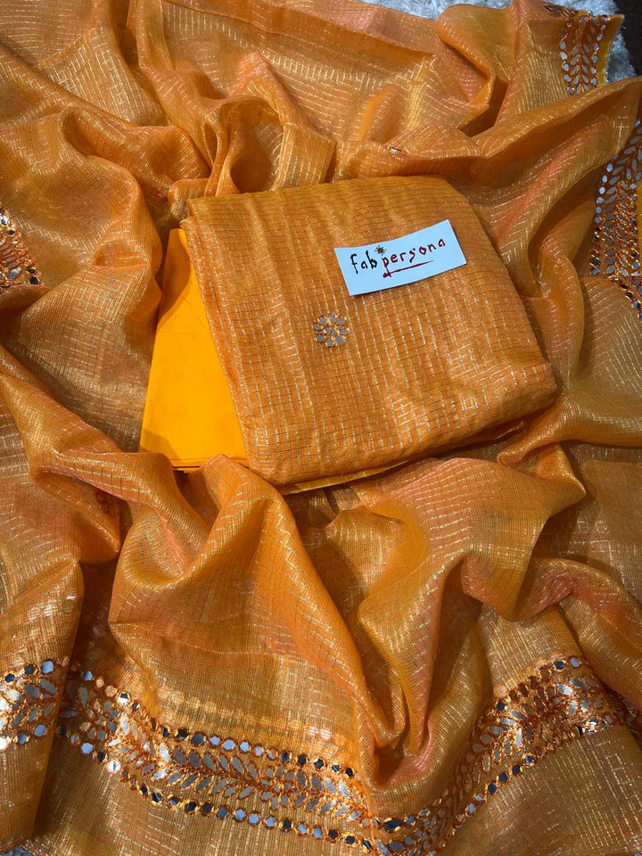 Kota Doriya  Hand Gotta Patti Work Unstitched Suit