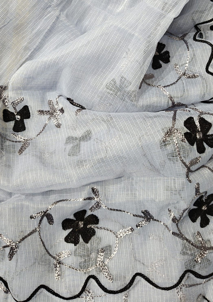 Kota Doria Unstitched Suit with Aari work