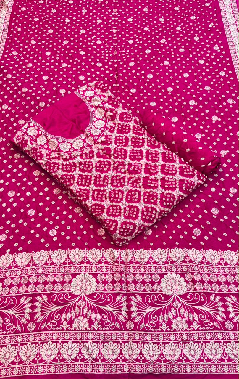 Premium 3 pc Dupion Silk Zari Work Unstitched Suit