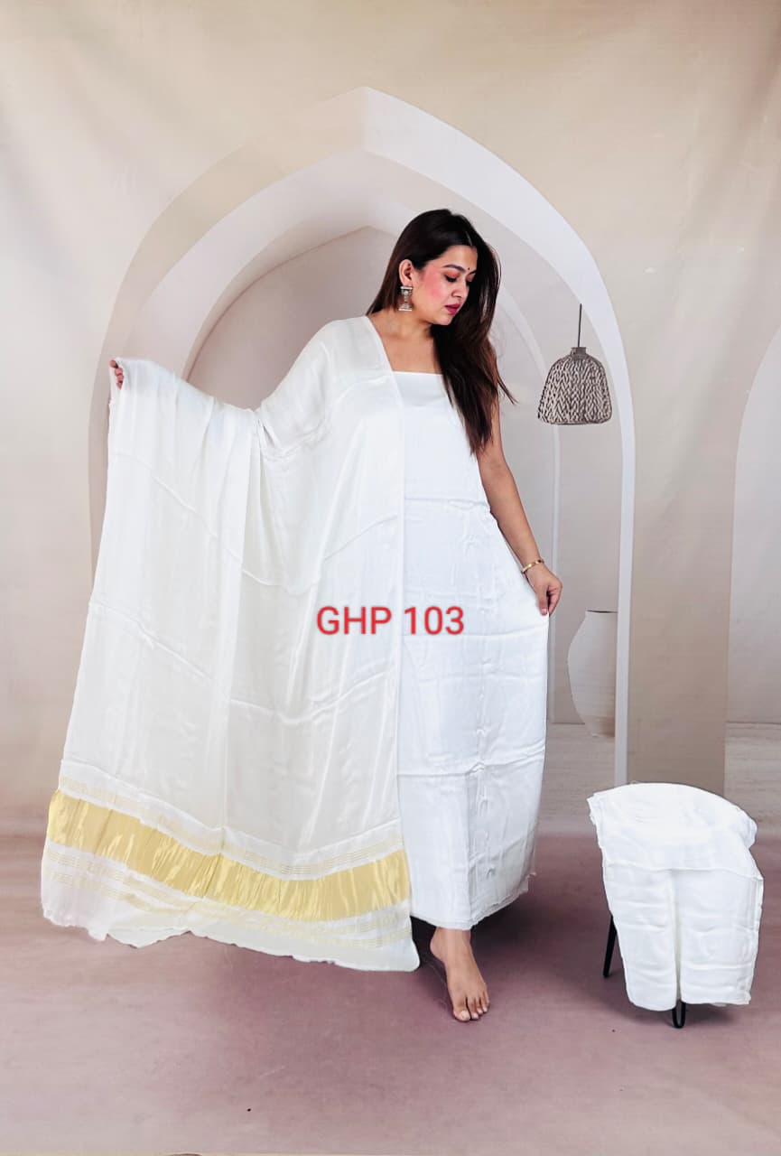 Pure Modal Silk Unstitched Suit with Lagdi Patta Dupatta
