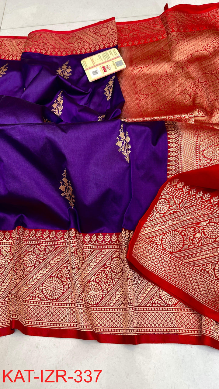 Pure Katan Silk Saree With Antique Zari Work Saree.