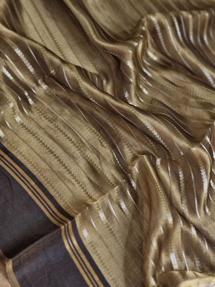 Pure Tissue Silk Stripes Saree With Katan silk Border.