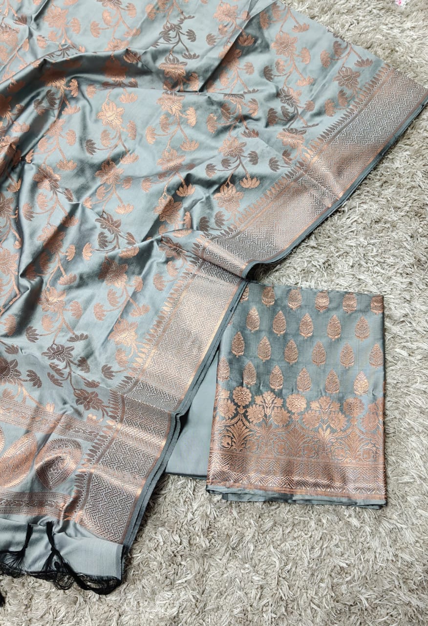Exclusive Banarasi Silk 3 pc Unstitched suit