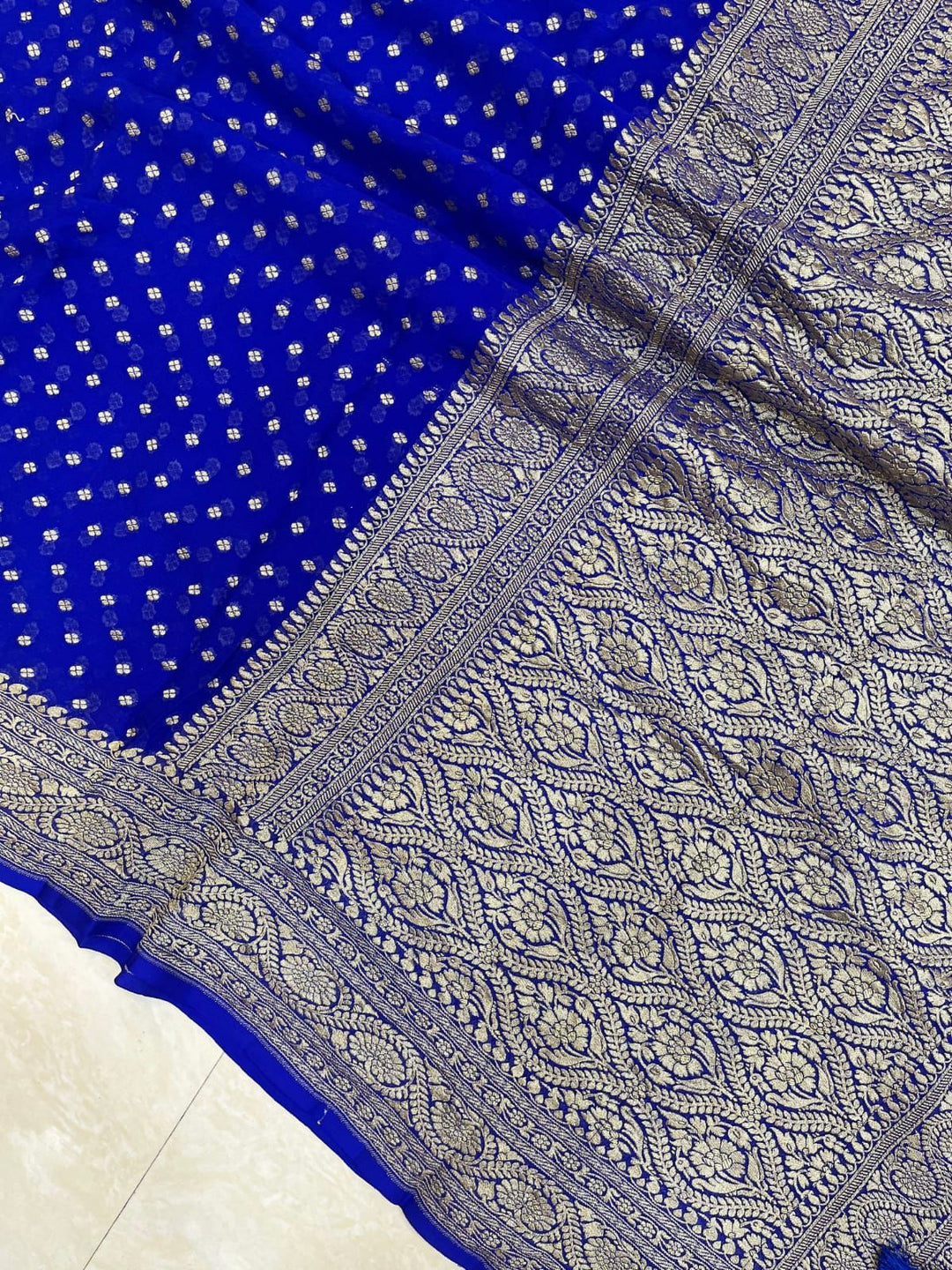 Pure Banarasi Handloom Khaddi Georgette Silk Saree .