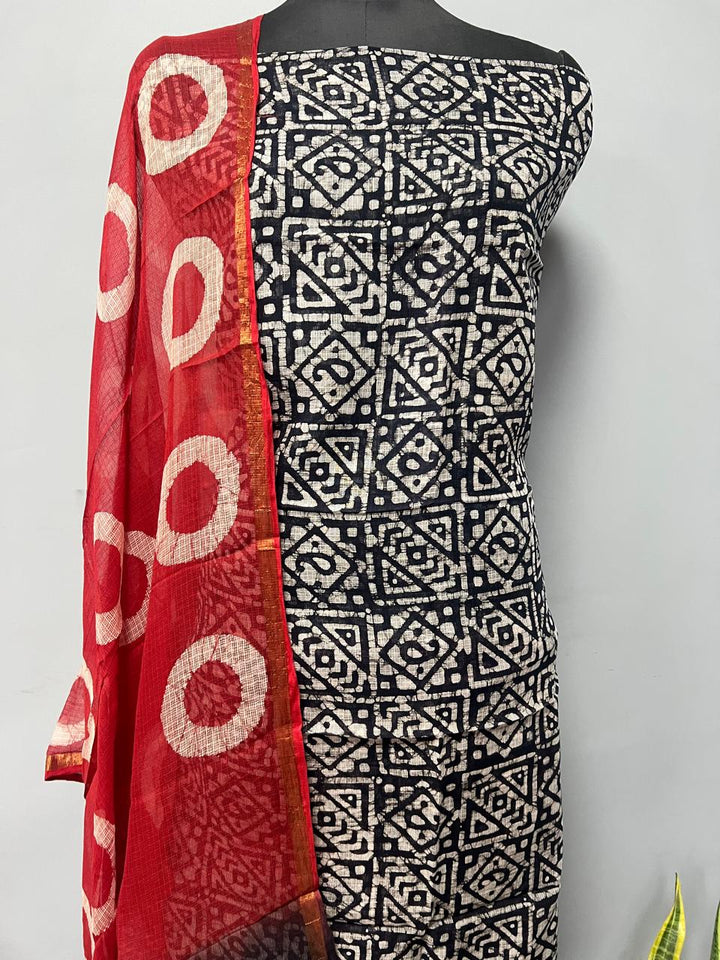 Pure Cotton Hand Block Print Unstitched Suit