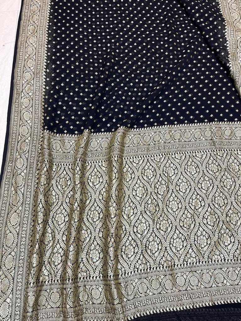 Pure Banarasi Handloom Khaddi Georgette Silk Saree .