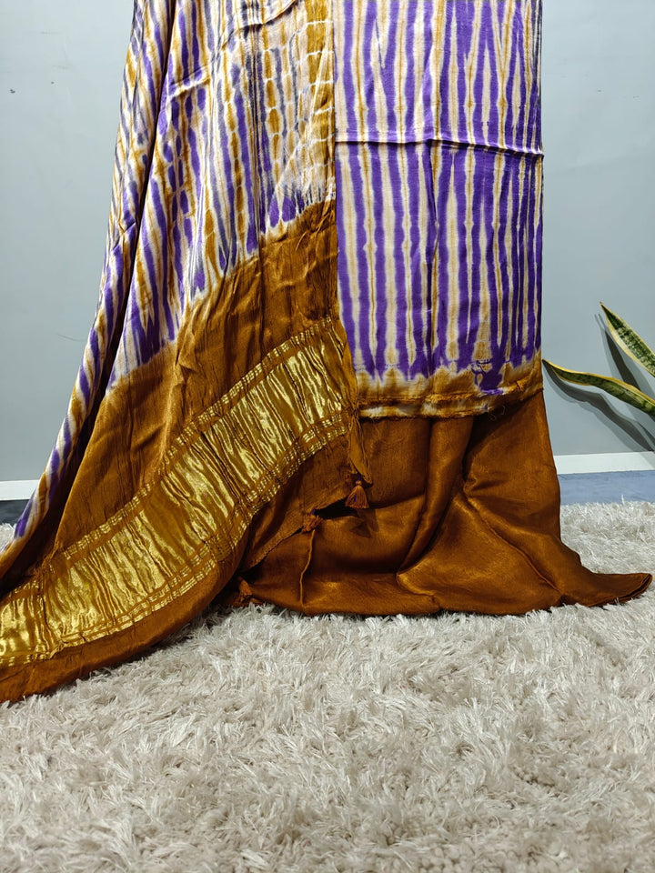 Pure Modal Silk Ajrakh Hend Block Zari Pallu Weaved 2pc Unstitched Suit