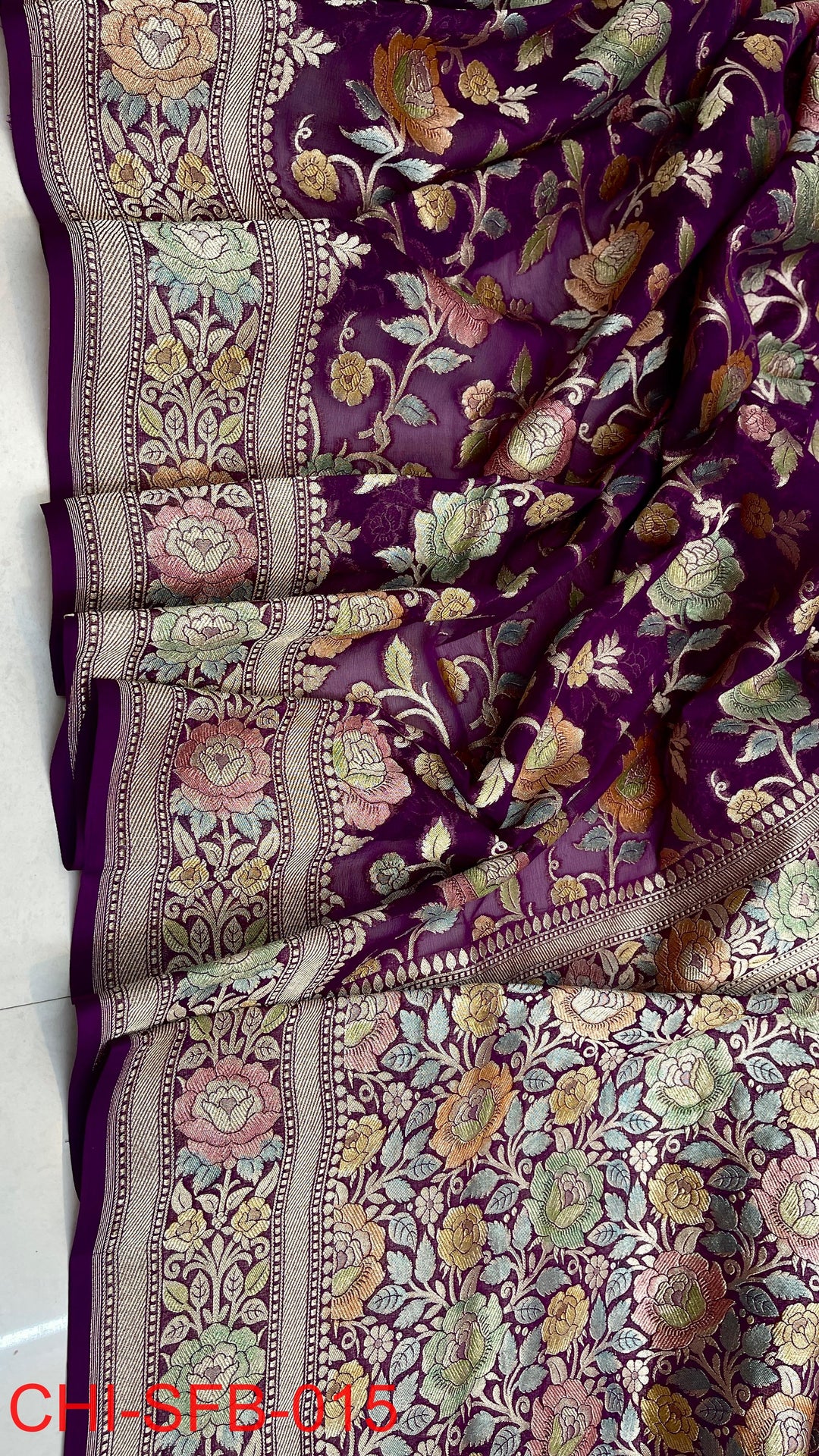 Pure Banarasi Handloom Khaddi Georgette Silk Water Zari Work Saree .| NEW EDITION |