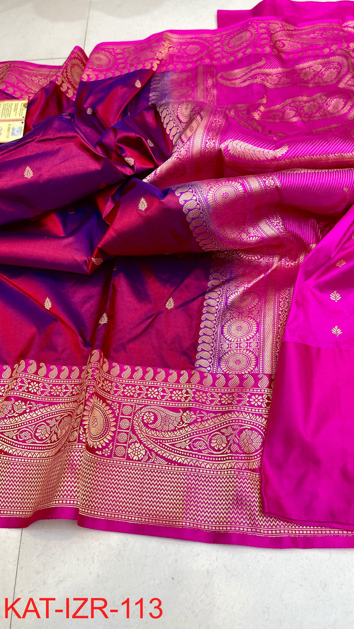 Pure Katan silk Saree with Antique Zari Work Saree.