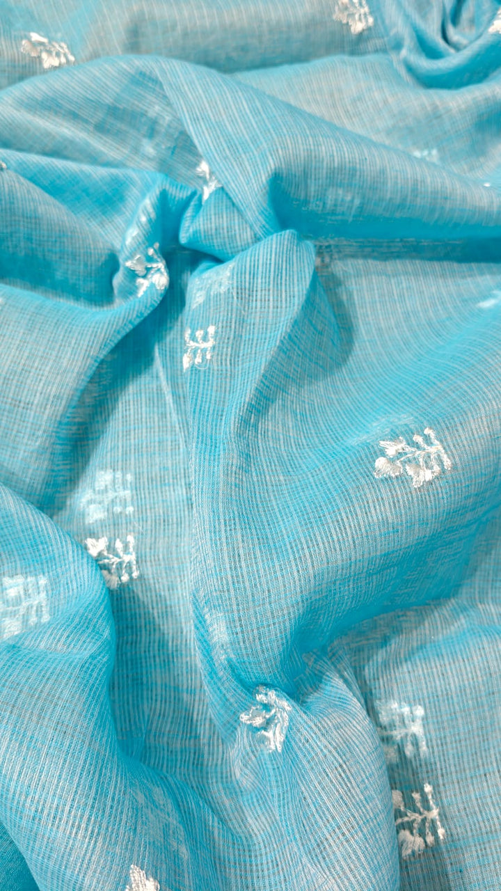 Pure Cotton Kota Doriya Embroidery Unstitched Suit With Dupatta