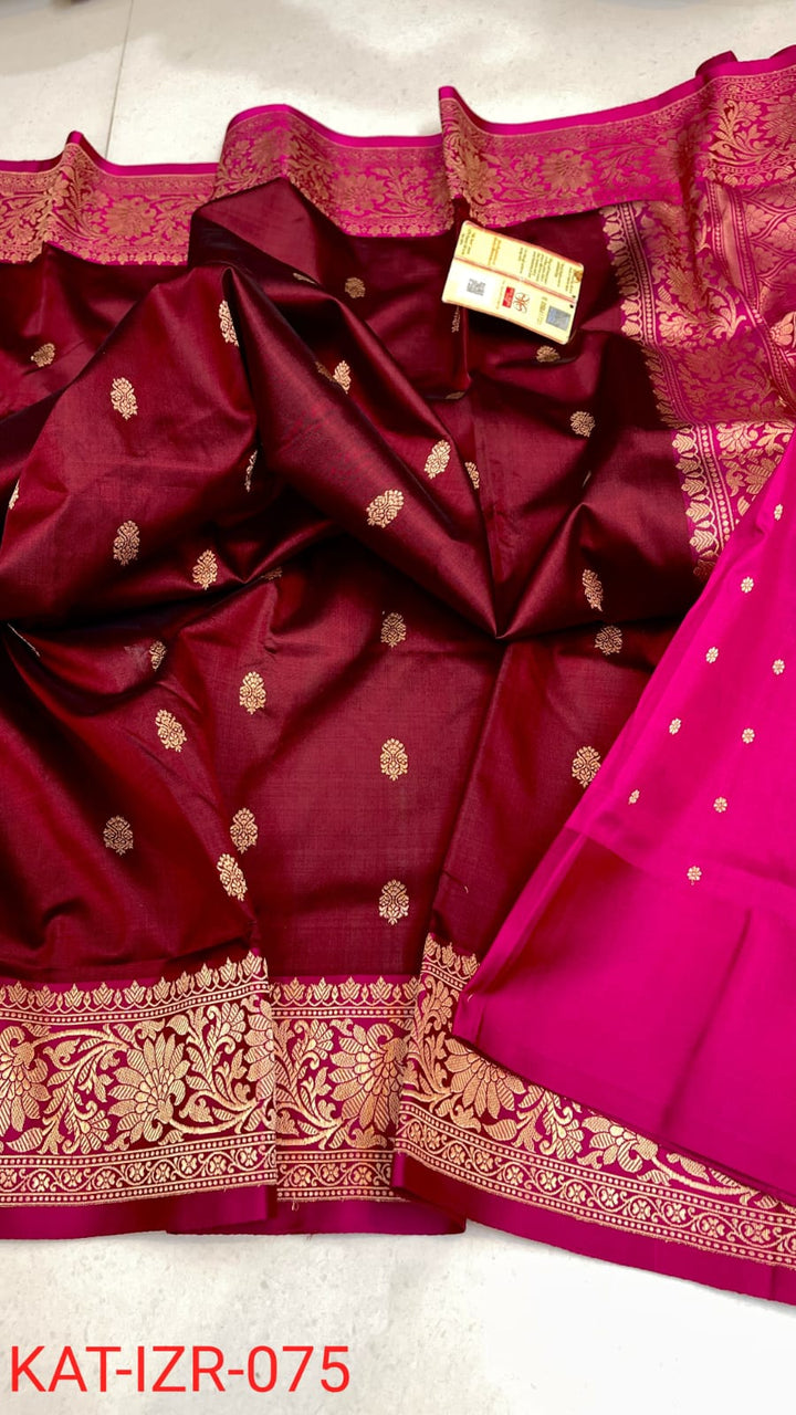 Pure Katan silk Saree with Antique Zari Work Saree.