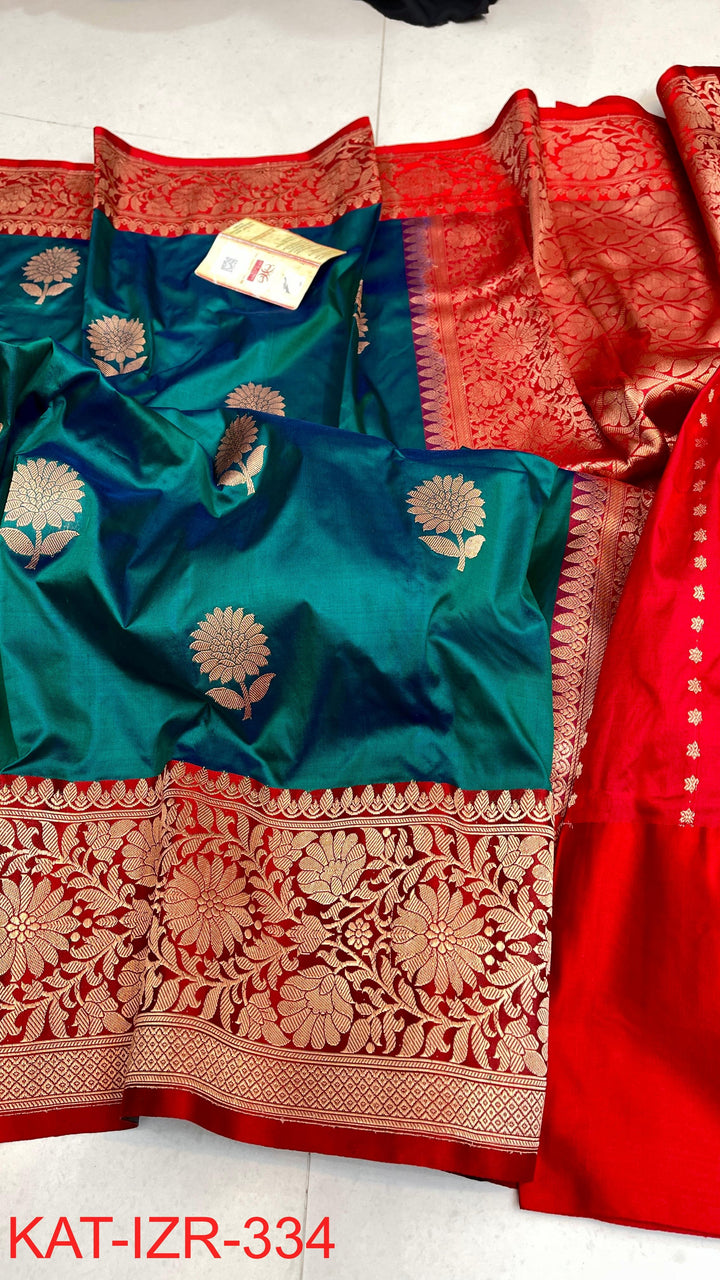 Pure Katan Silk Saree With Antique Zari Work Saree.