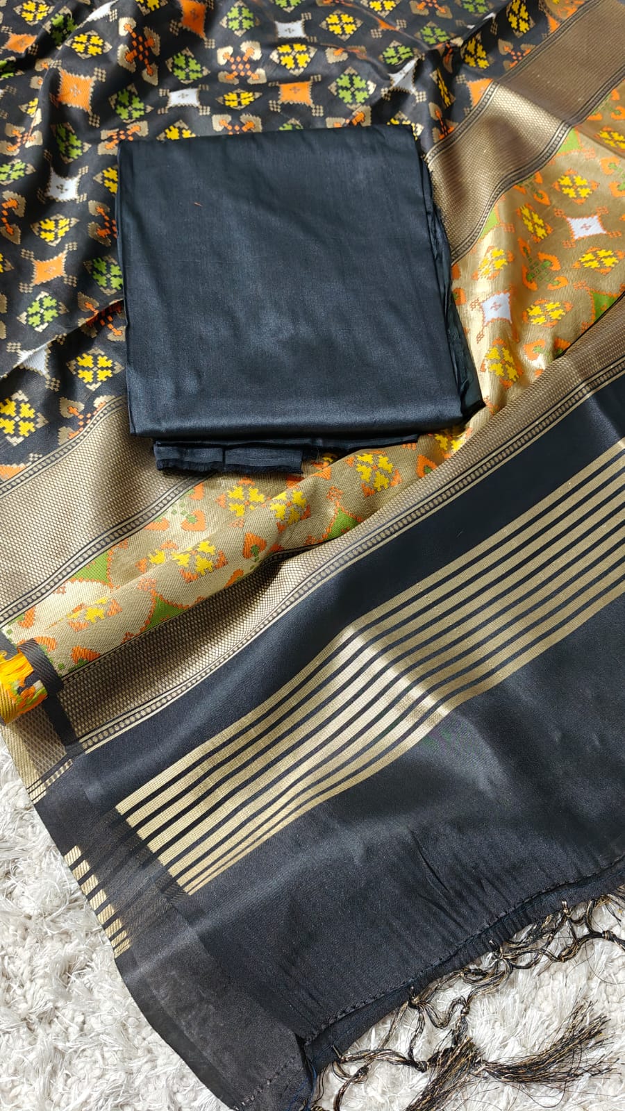 Banarasi Soft Silk Unstitched Suit with digital print Dupatta,