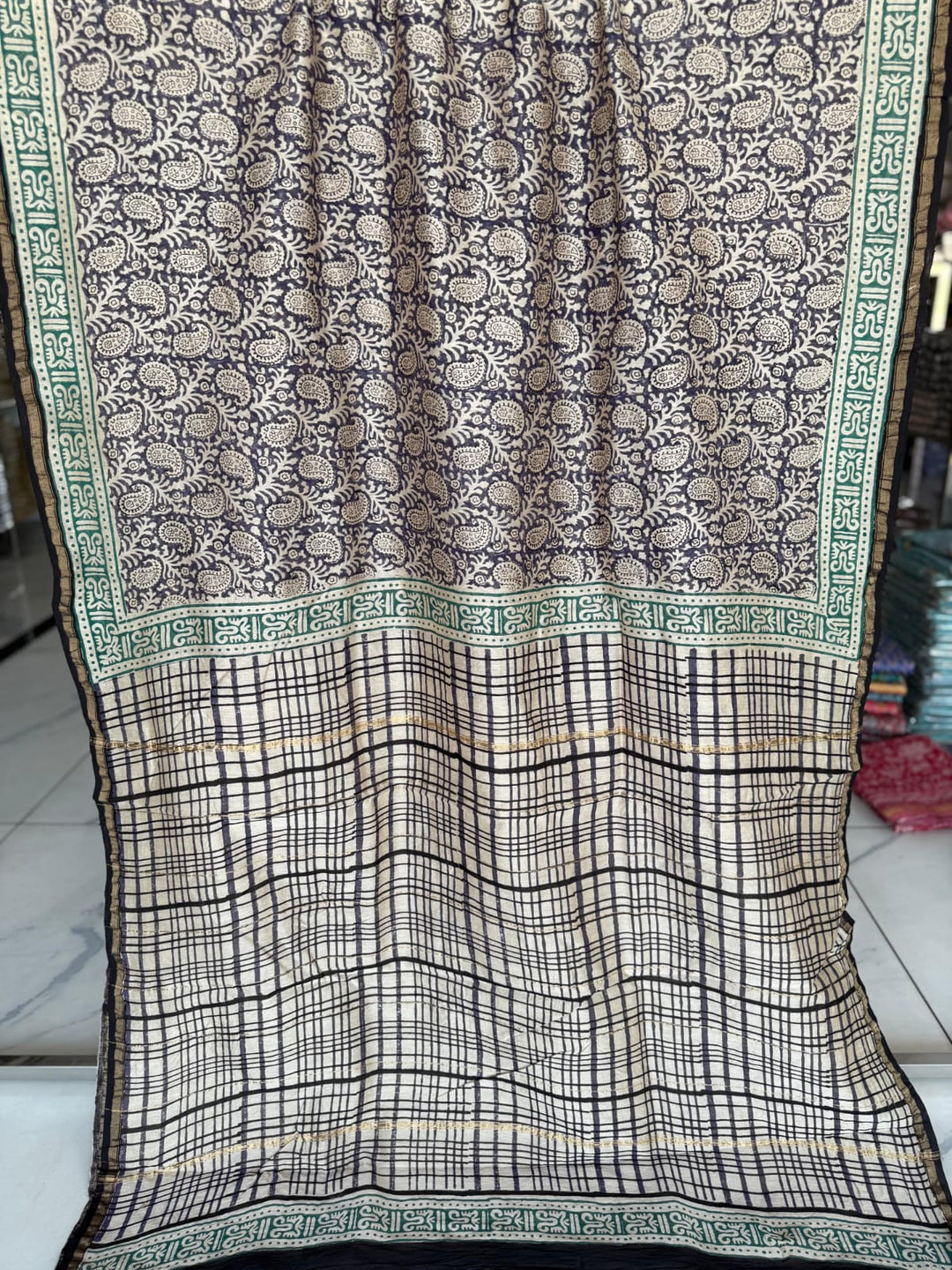 Hand Block Print Pure Chanderi Saree With Blouse