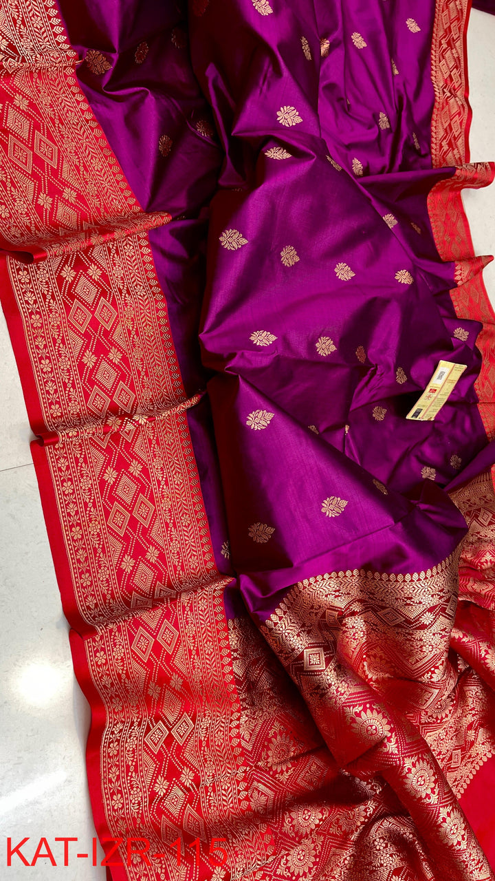 Pure Katan silk Saree with Antique Zari Work Saree.