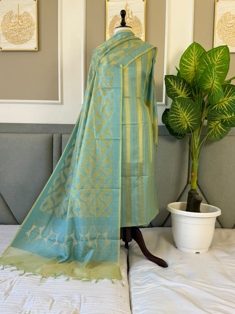 Pure Banarasi  Kota Tissue Dupion Silk Unstitched Suit