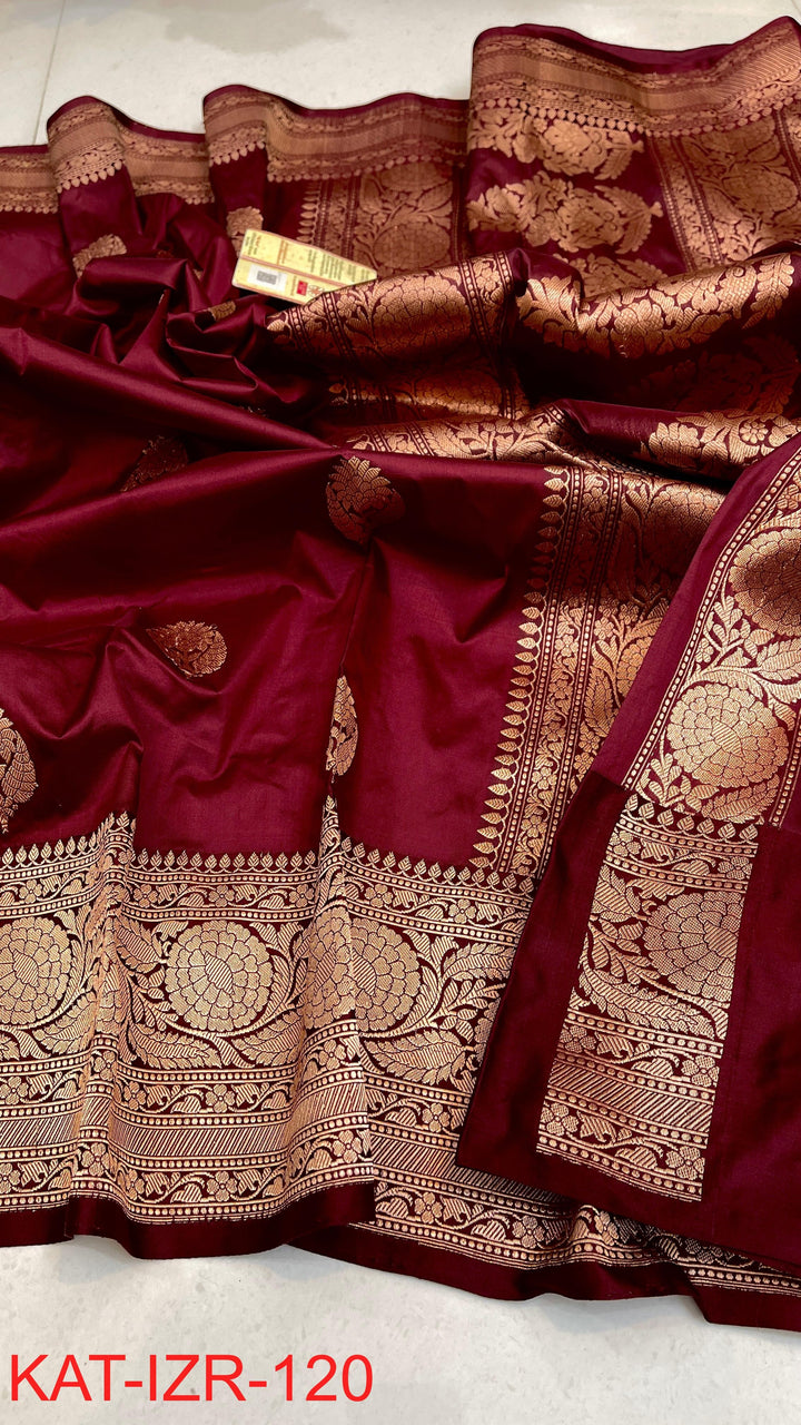 Pure Katan silk Saree with Antique Zari Work Saree.