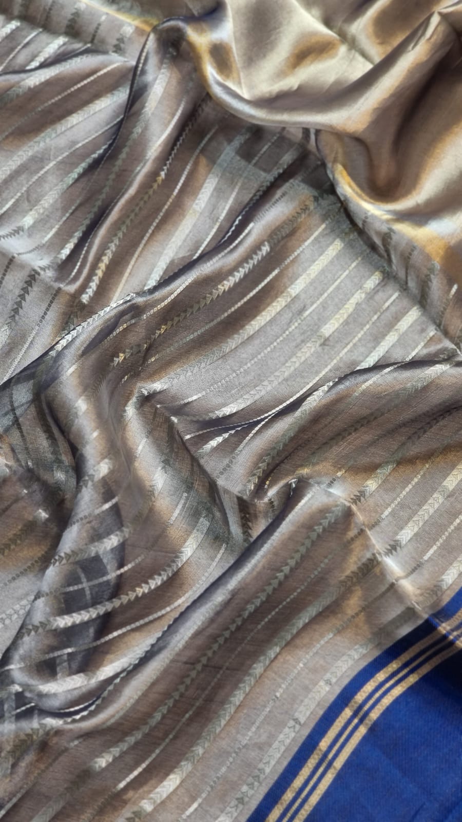 Pure Tissue Silk Stripes Saree With Katan silk Border.