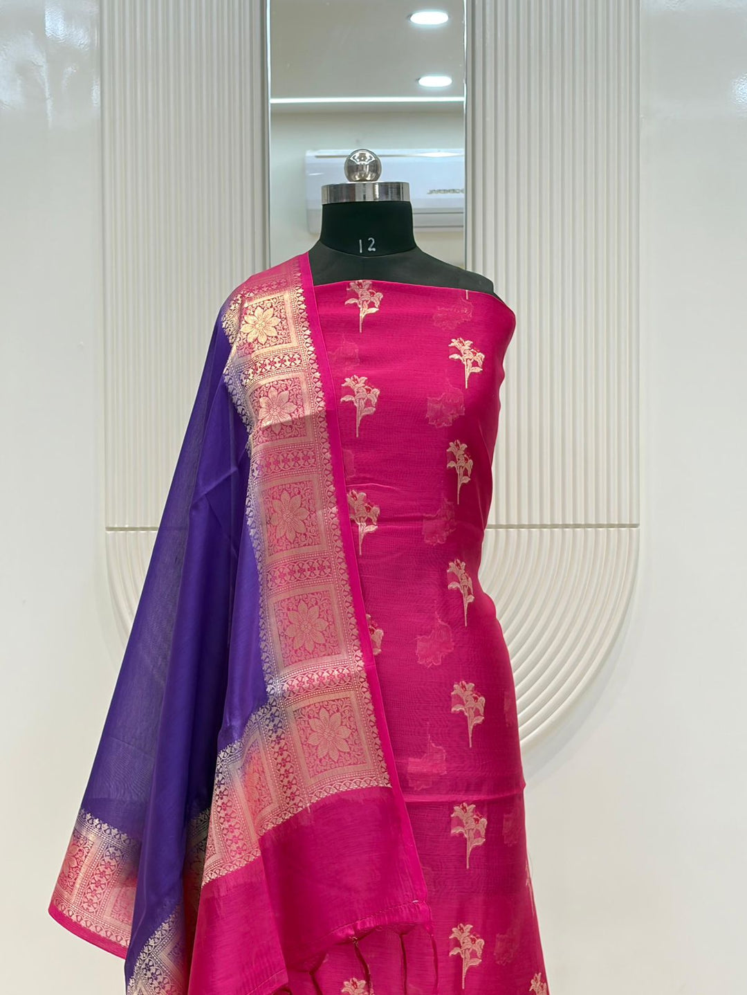 Pure Banarasi Chanderi Silk unstitched suit