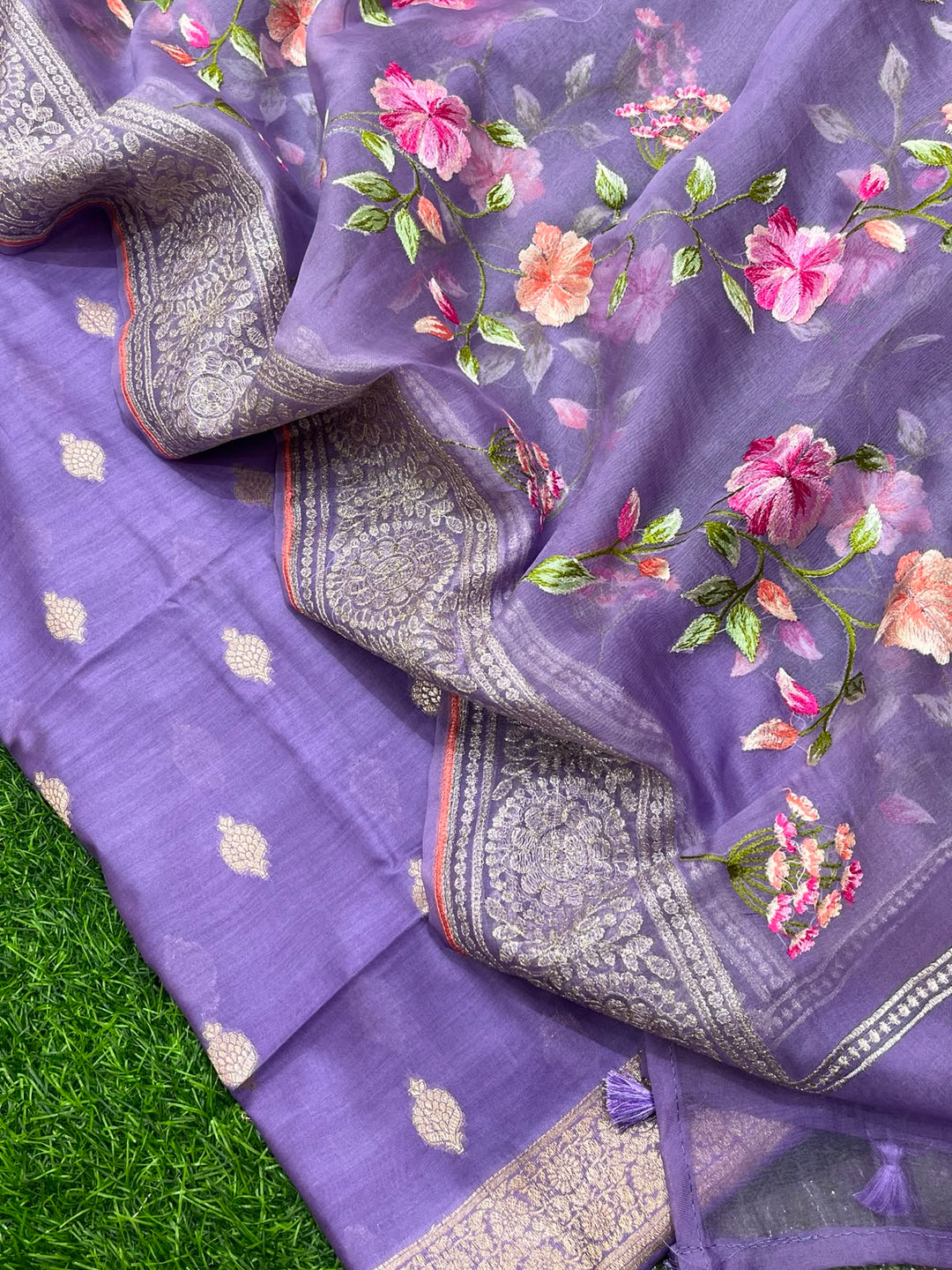 Banarasi Pure Resham Silk Chanderi Suit with Organza Resham Embroidery Dupatta