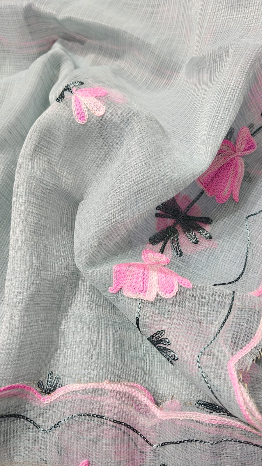 Grey kota dorai Salwar Suit with Aari Work