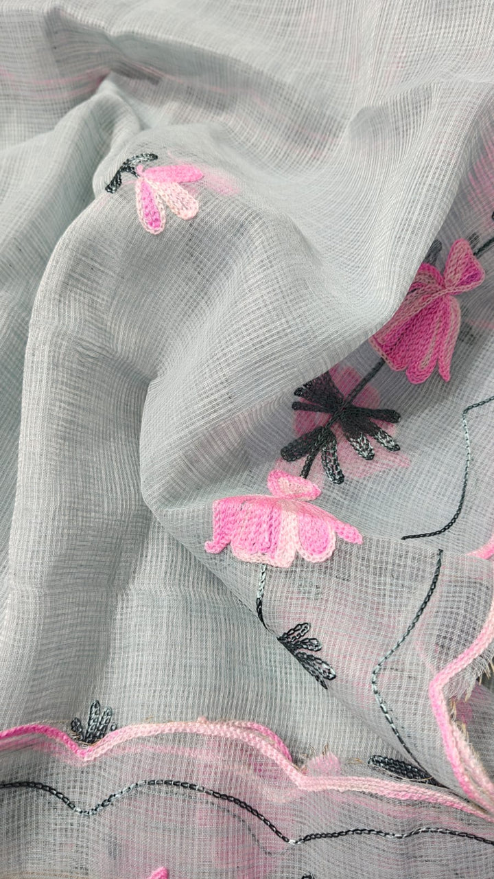 Grey kota dorai Salwar Suit with Aari Work