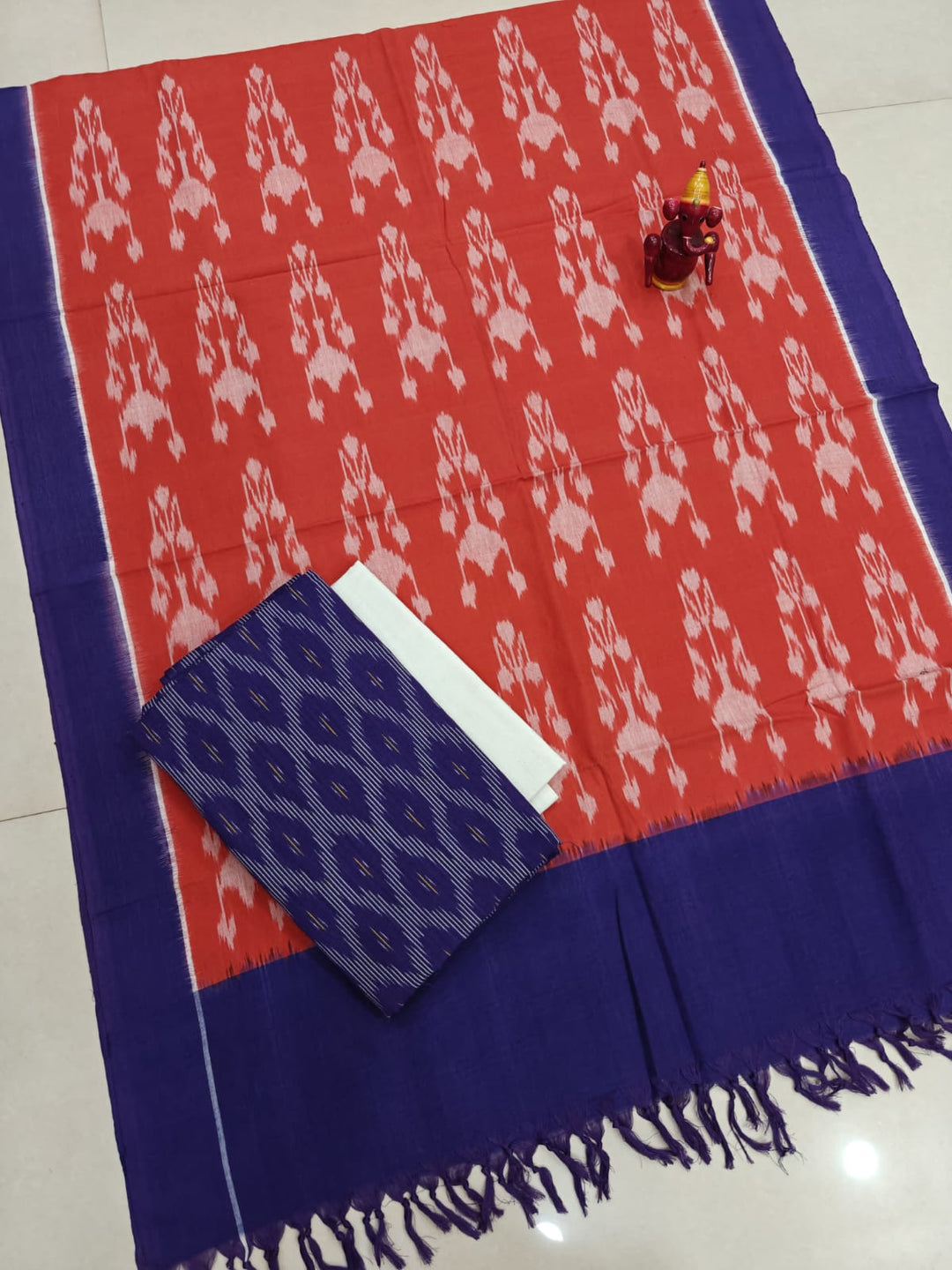 Pure Double Ikkat Cotton Unstitched Suit.