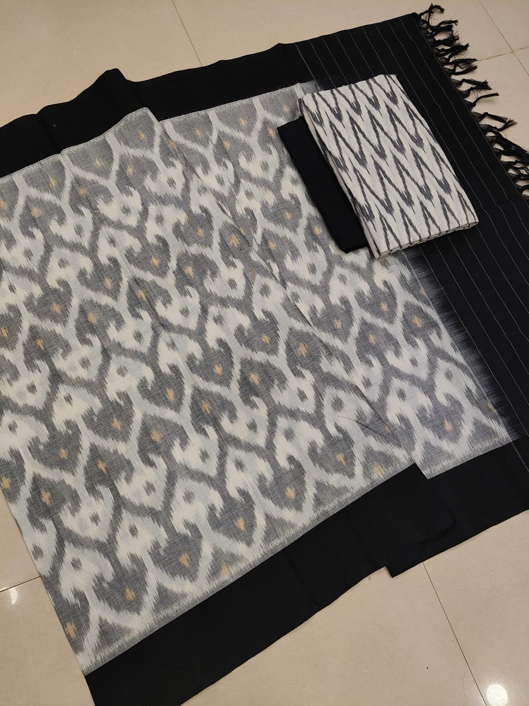 Pure Double Ikkat Cotton Unstitched Suit.