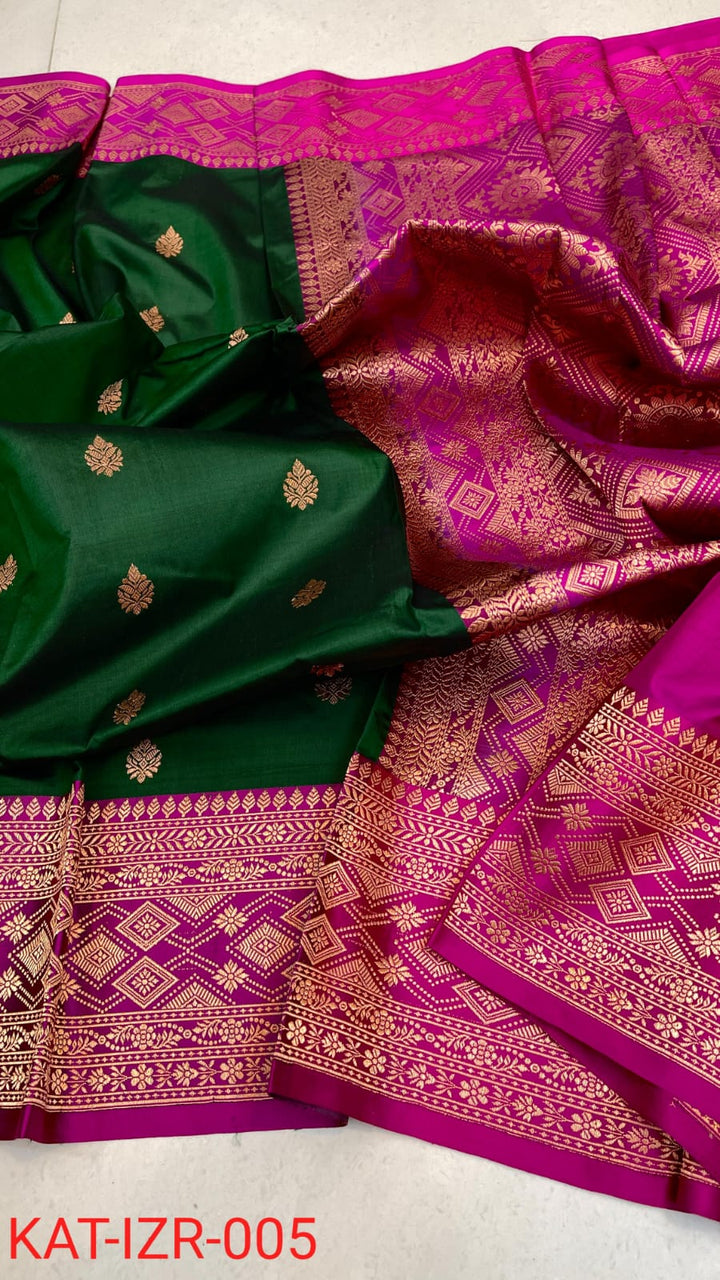 Pure Katan silk Saree with Antique Zari Work Saree.