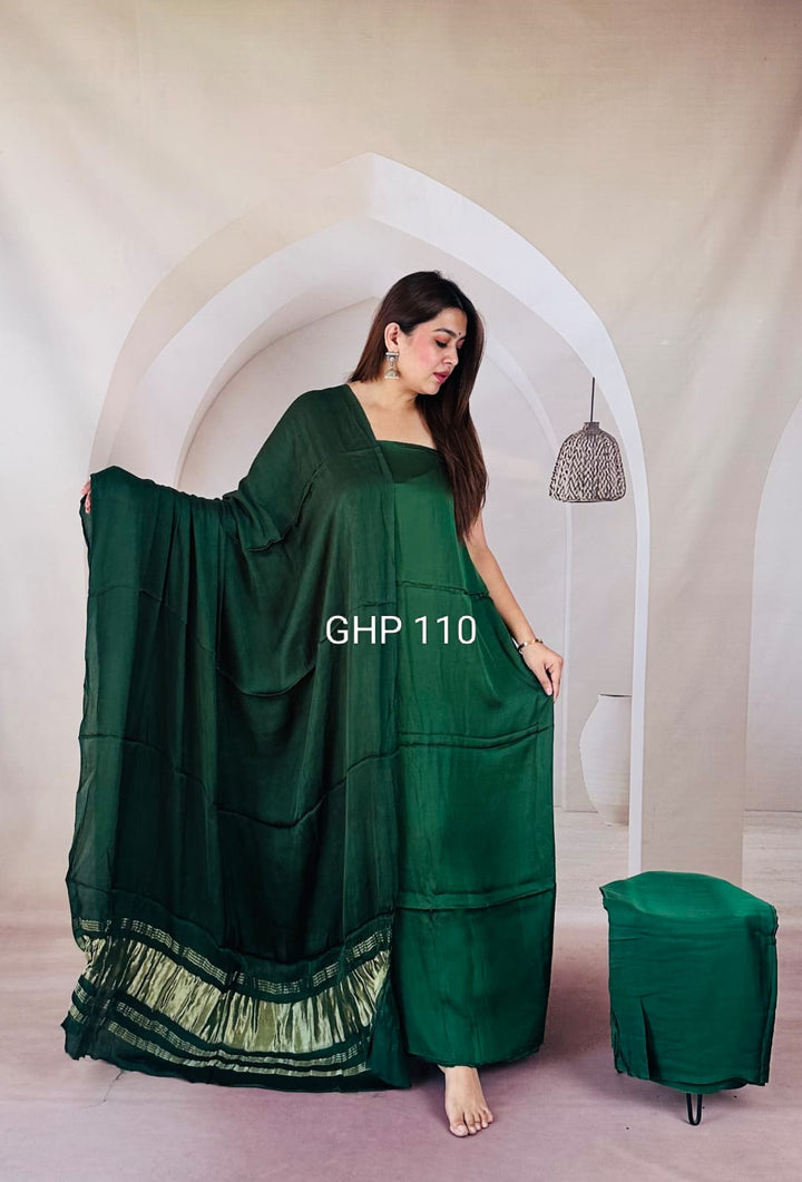 Pure Modal Silk Unstitched Suit with Lagdi Patta Dupatta in SEA GREEN