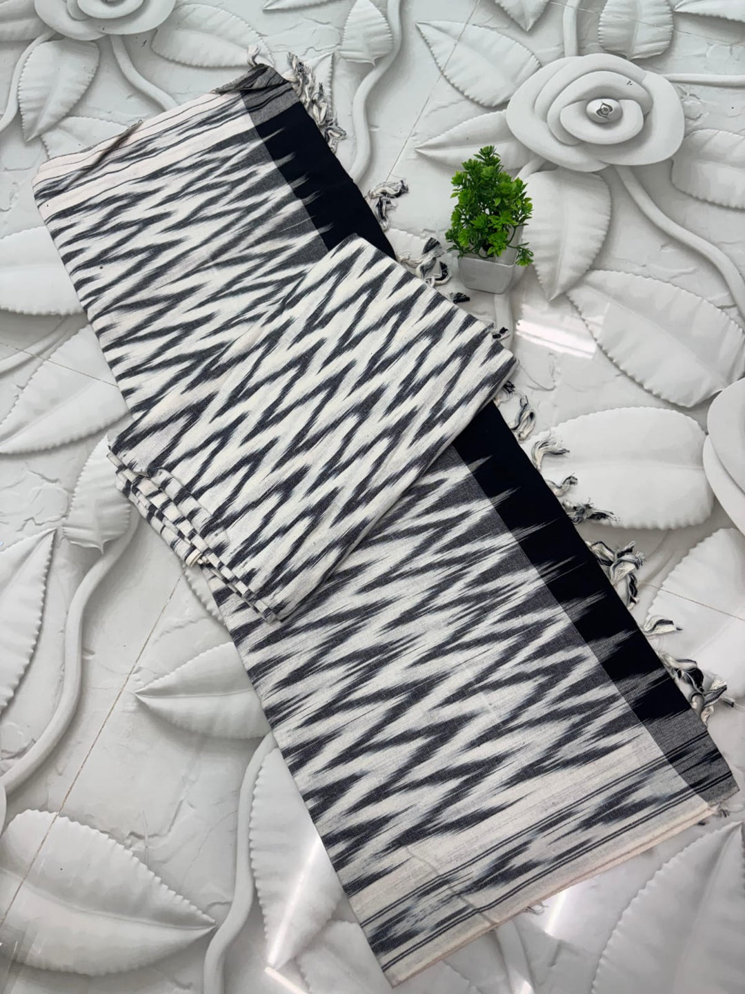 Pure Single Ikkat Cotton Unstitched Suit.