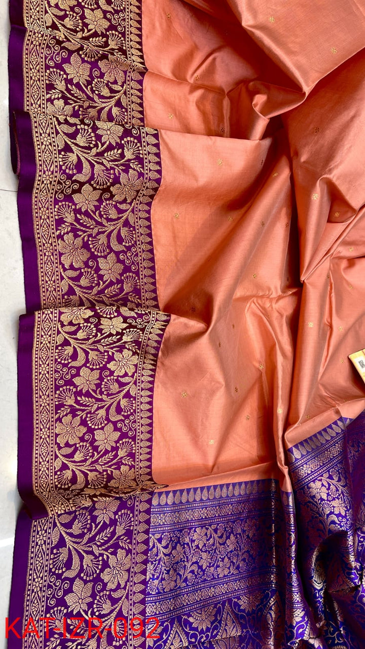 Pure Katan silk Saree with Antique Zari Work Saree.