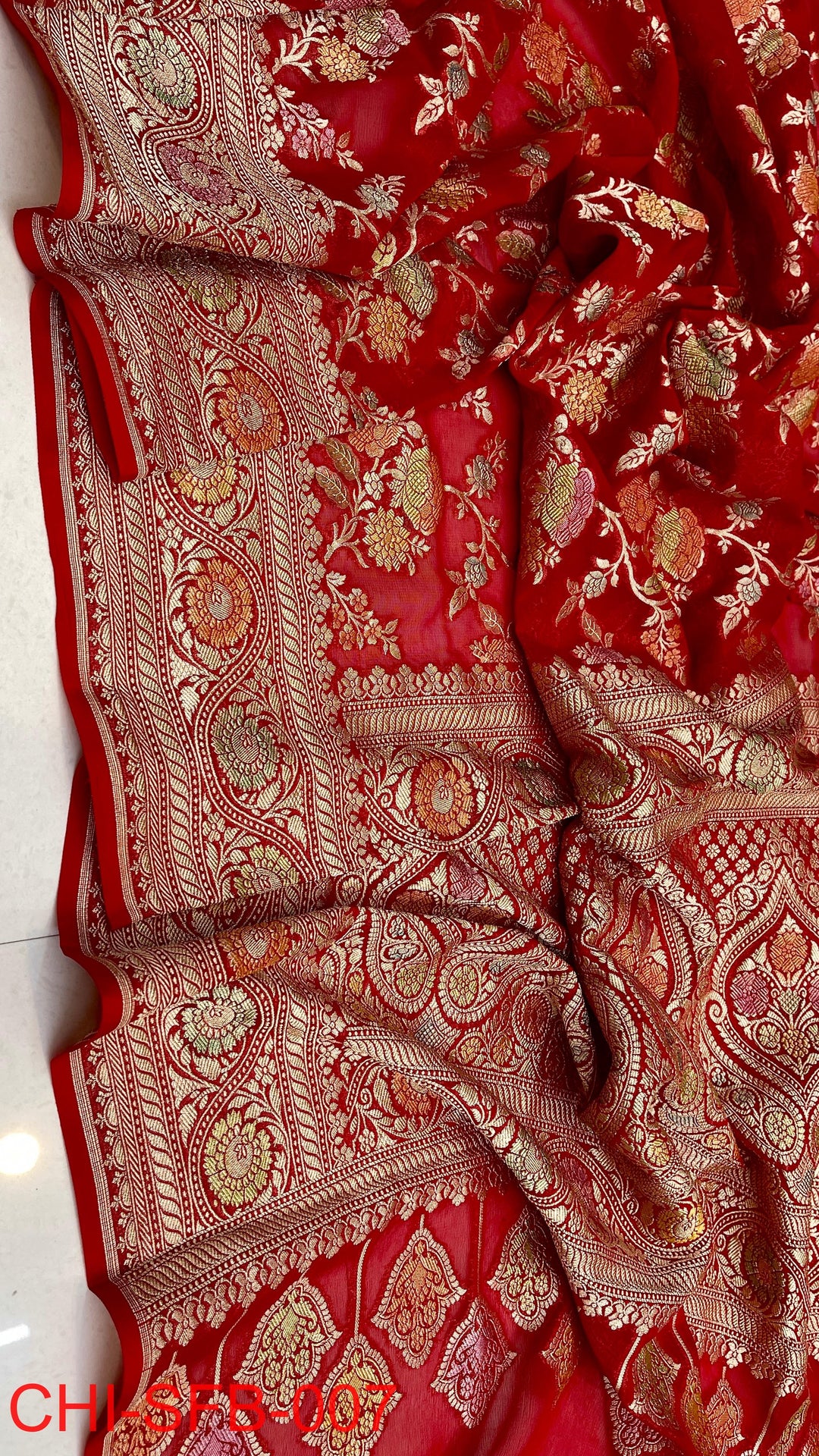 Pure Banarasi Handloom Khaddi Georgette Silk Water Zari Work Saree .| NEW EDITION |