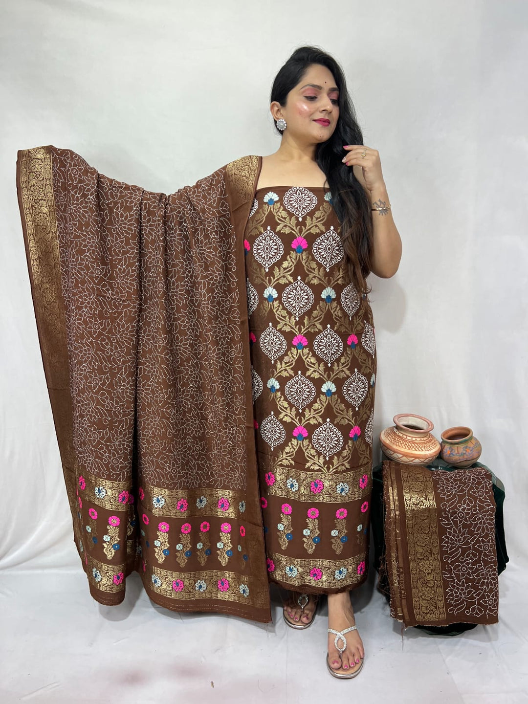Pure Modal Silk  Unstitched Suit